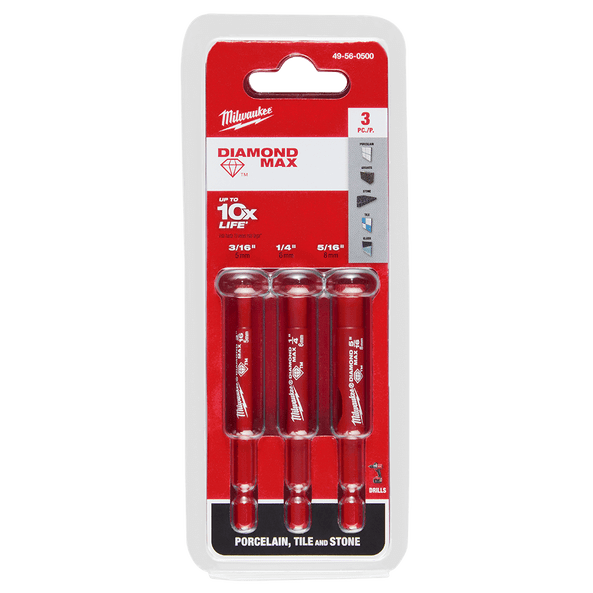 3Pce DIAMOND MAX Diamond Grit Hole Saw Set 49560500 by Milwaukee