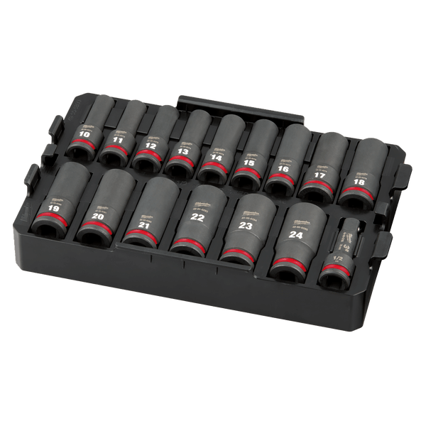 SHOCKWAVE™ 1/2" Drive 16Pce Metric Deep Impact Socket Tray Set 49667056 by Milwaukee