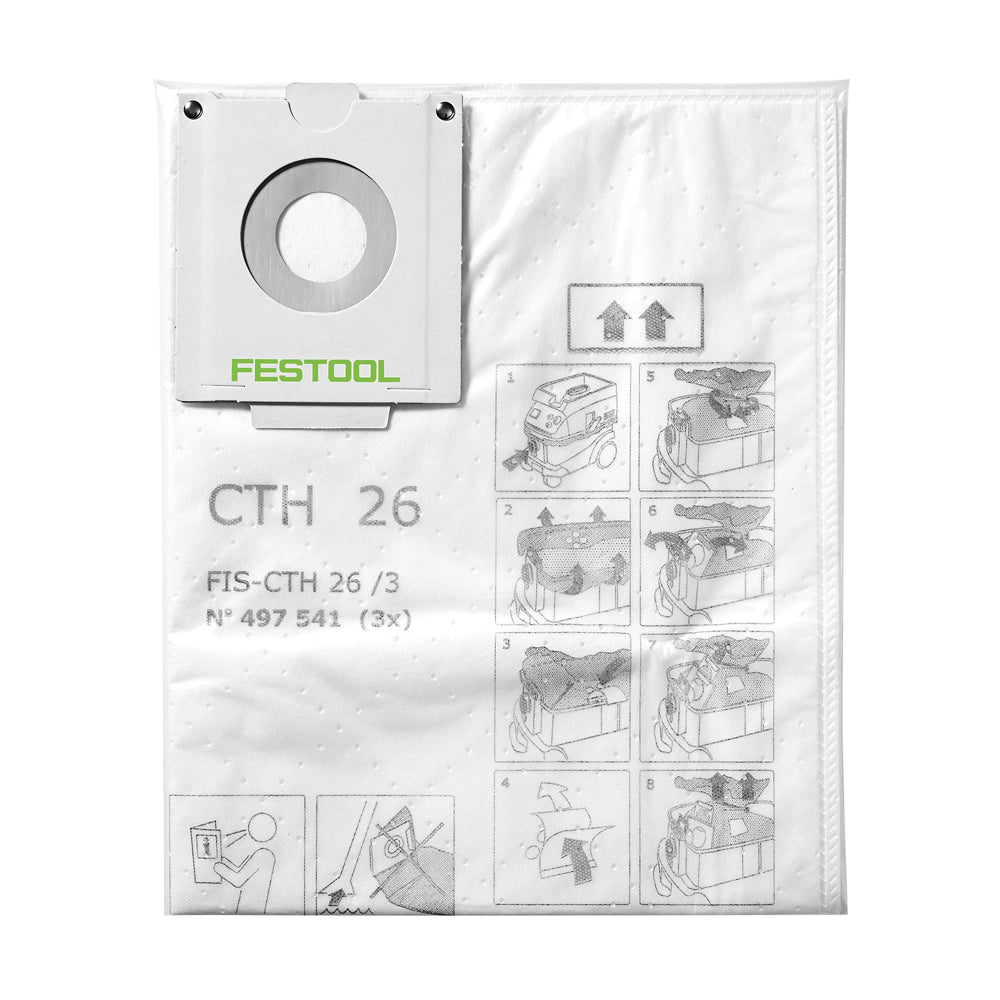 Replacement H Class Safety Dust / Filter Bag suit CT 26 (3Pce) 497541 by Festool