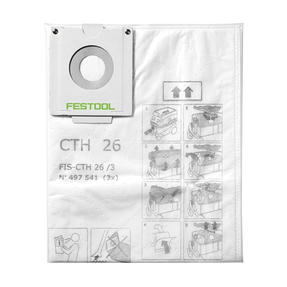 Festool Replacement H Class Safety Dust / Filter Bag suit CT 26 (3Pce) 497541