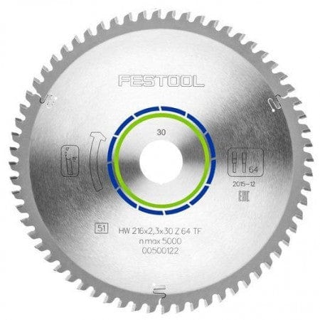 Aluminium / Plastic Cutting Saw Blade 216mm x 2.3 x 30mm x 64T 500122 by Festool