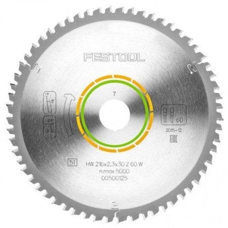 Fine Tooth Saw Blade 216mm x 2.3 x 30mm x 60T 500125 by Festool