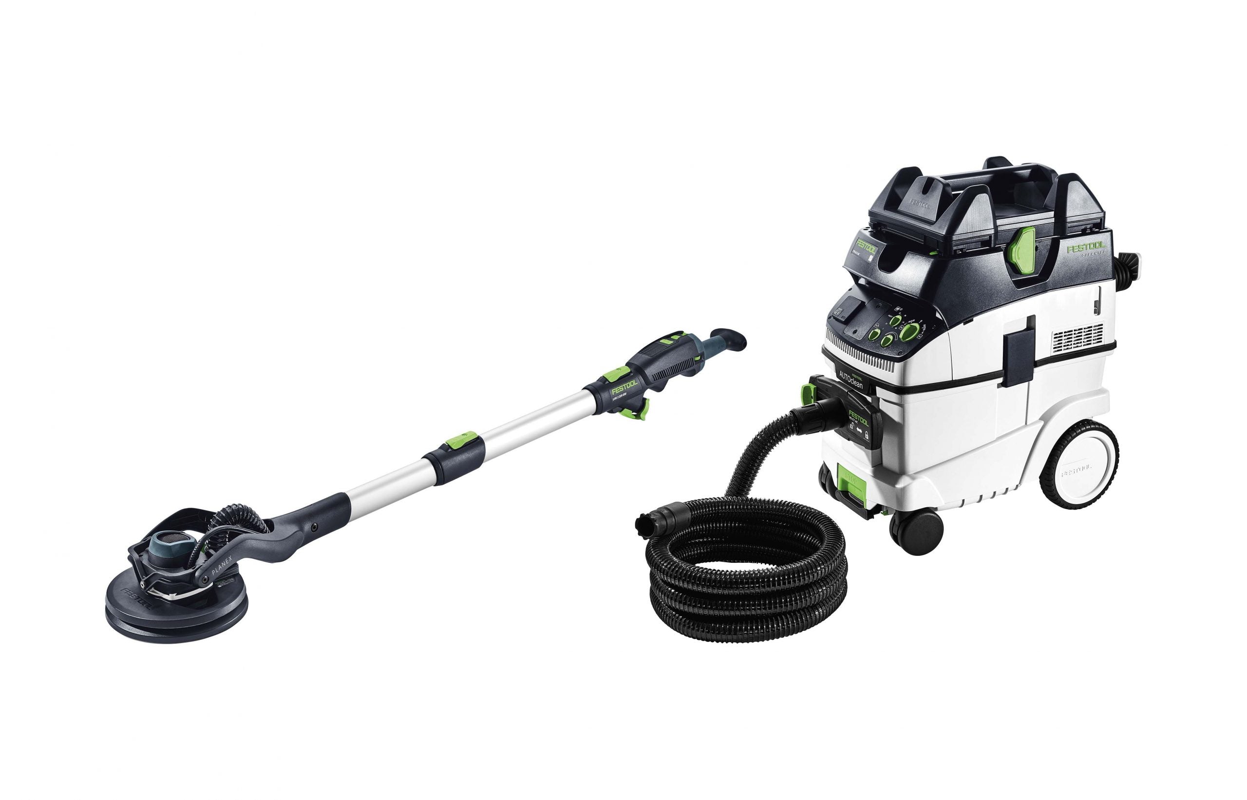 225mm Planex Drywall Long Reach Sander in Systainer with M Class Dust Extractor Set LHS 2 225 PLANEX 576702 By Festool