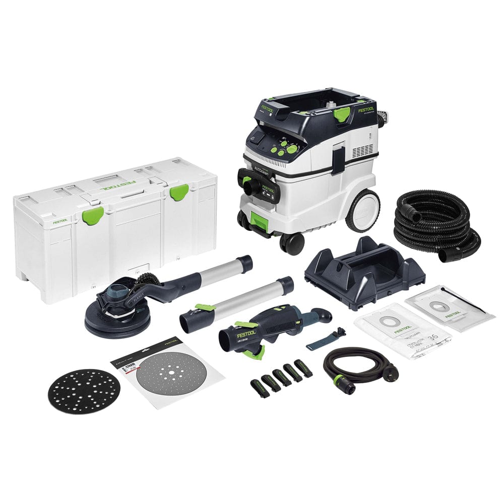 225mm Planex Drywall Long Reach Sander in Systainer with M Class Dust Extractor Set LHS 2 225 PLANEX 576702 By Festool