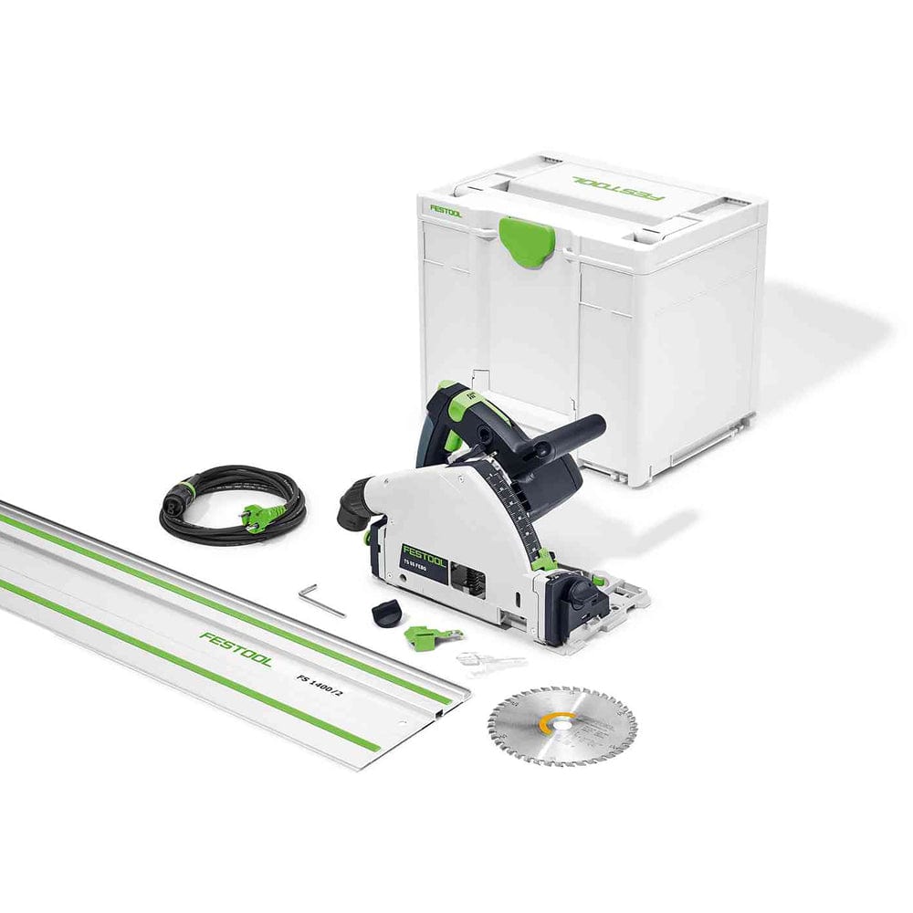 160mm Plunge Cut Circular Saw in Systainer with 1400mm Guide Rail TS 55F 577281 by Festool