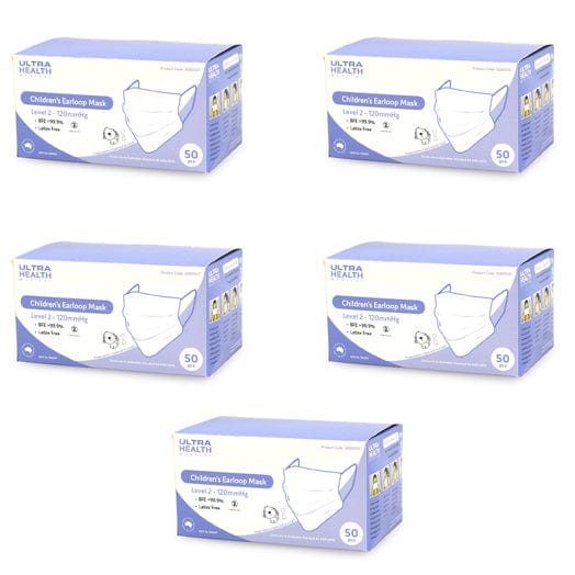 Bulk 5 x 50Pce Children's / Kids Earloop Face Mask by Ultra Health