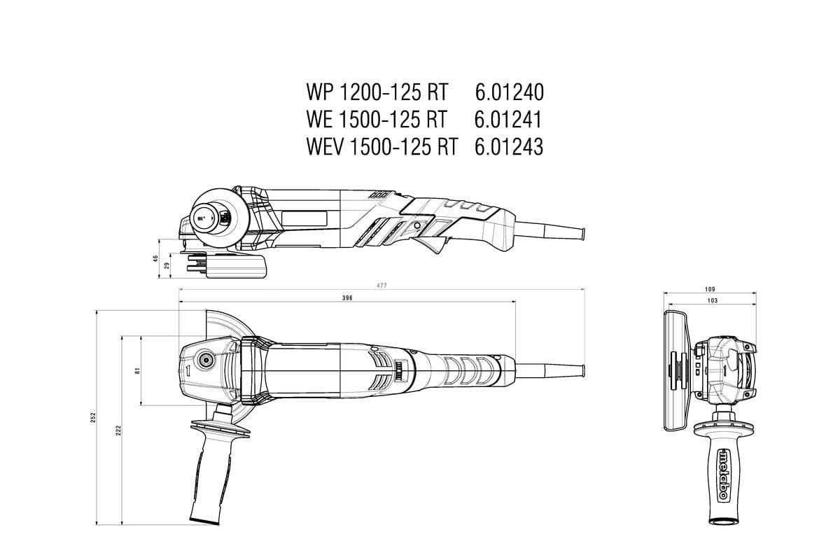 Metabo 125mm 1500W Angle Grinder WE 1500-125 RT 601241000