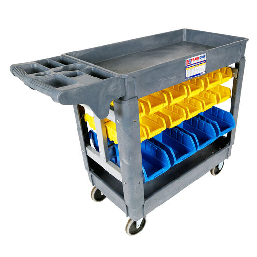 3 Tier Tool Cart Trolley with 30 Parts Bins 6046 by Tradequip