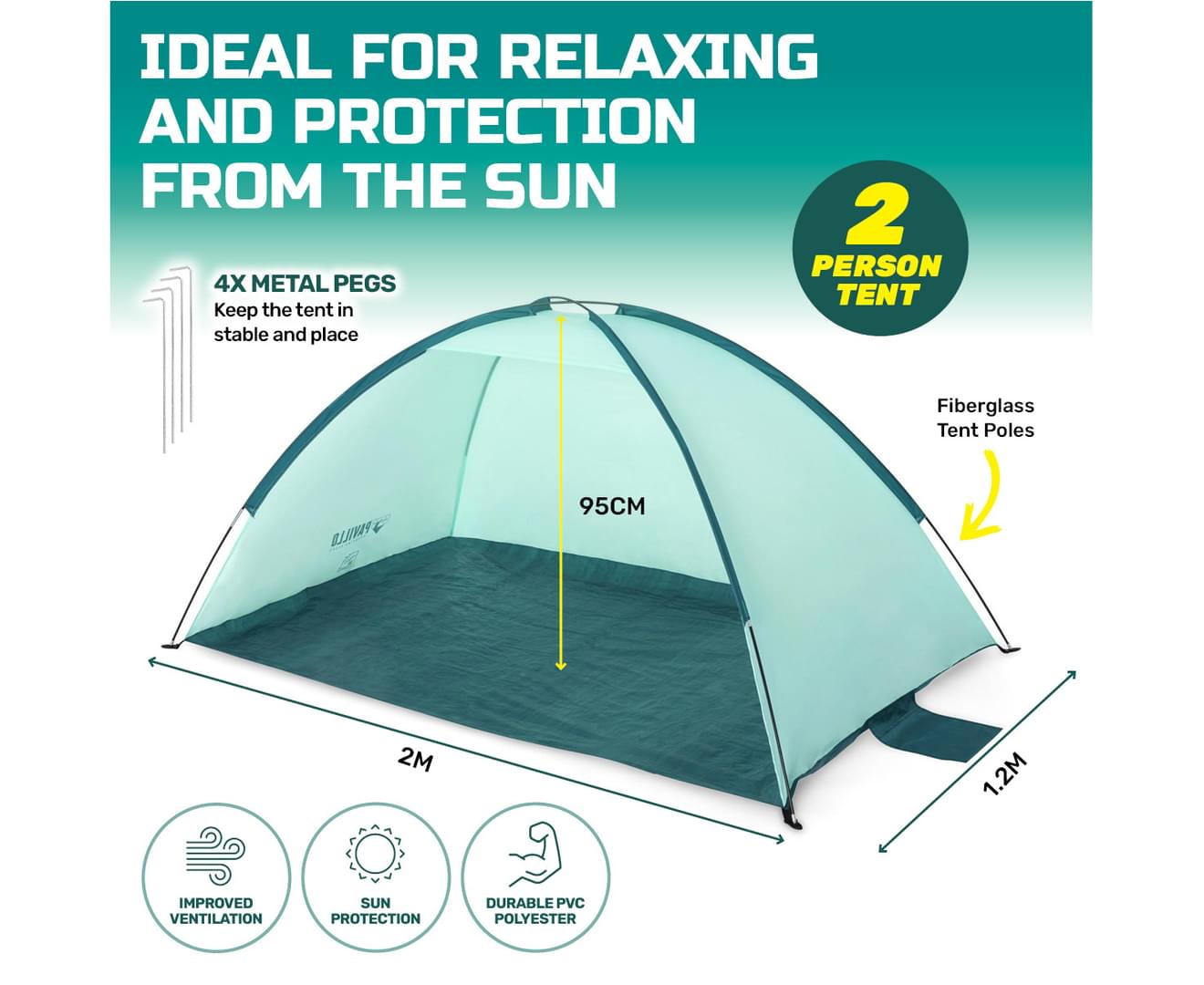 2 Person Outdoor Beach Tent Aqua 68105 By Bestway