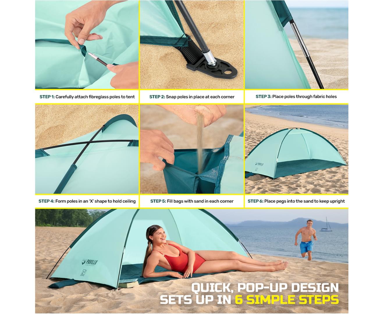 2 Person Outdoor Beach Tent Aqua 68105 By Bestway