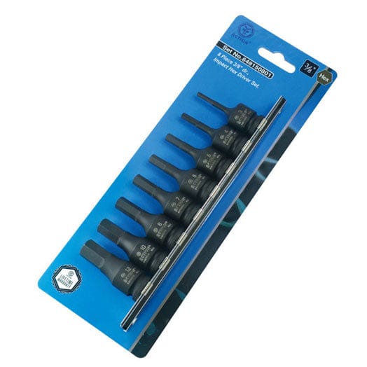 8Pce 3/8" Drive In Hex Metric Impact Socket Set on Rail 648150801 By Action