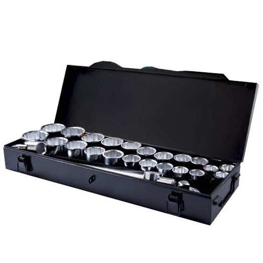 27Pce 3/4" Drive 7/8"-2" Imperial & 22-50mm Metric Socket Set 70015 by Typhoon Tools