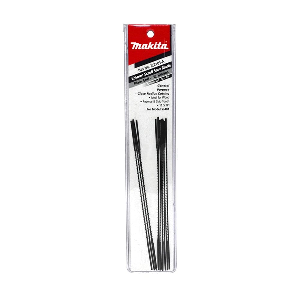 12Pce 125mm (5") 11.5TPI Scroll Saw Blades with Plain End 722103-A by Makita