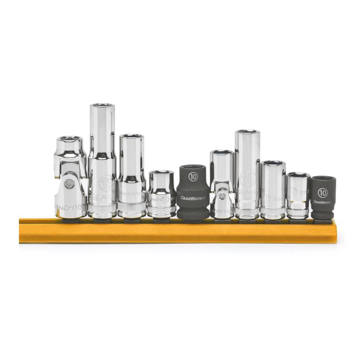 10 Pc 1/4” & 3/8” Drive 6 Point 10mm Socket Set 80319 by GEARWRENCH