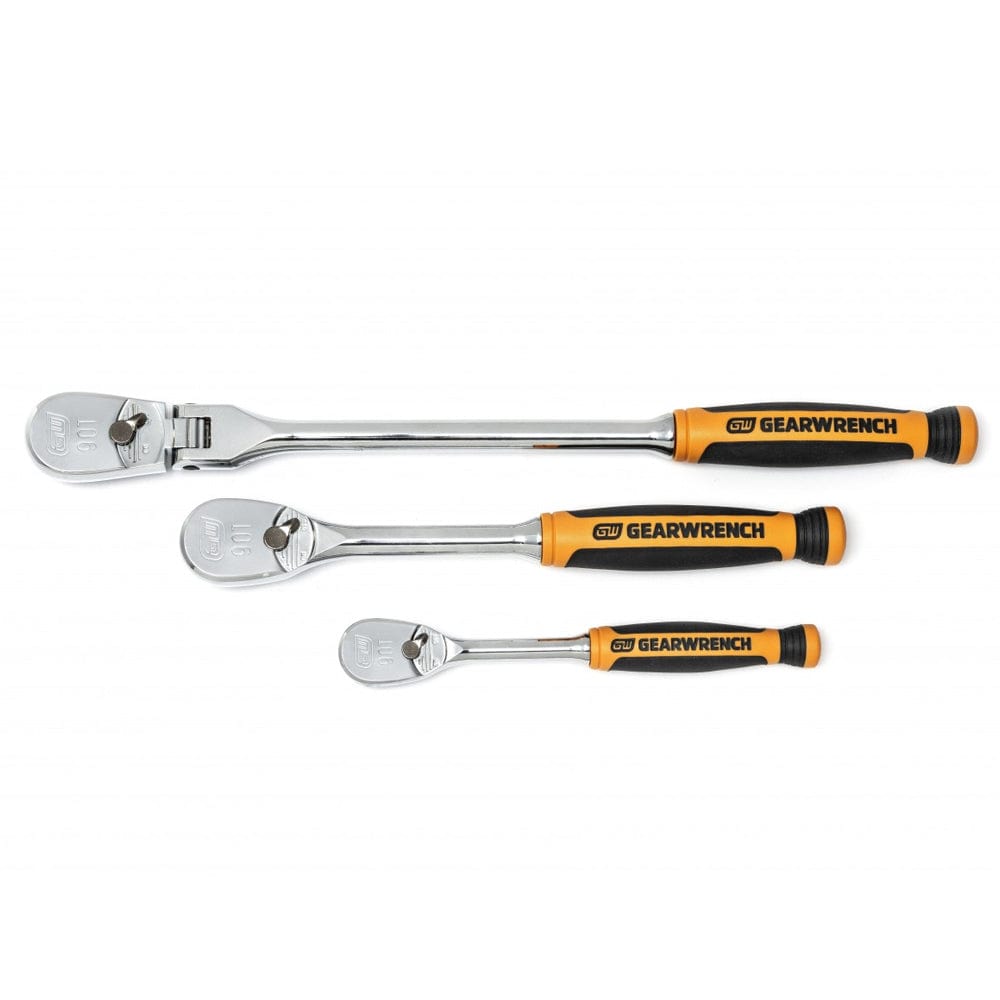 3Pce 1/4" & 3/8" Drive 90 Tooth Dual Material Teardrop Ratchet Set 81203T by GEARWRENCH