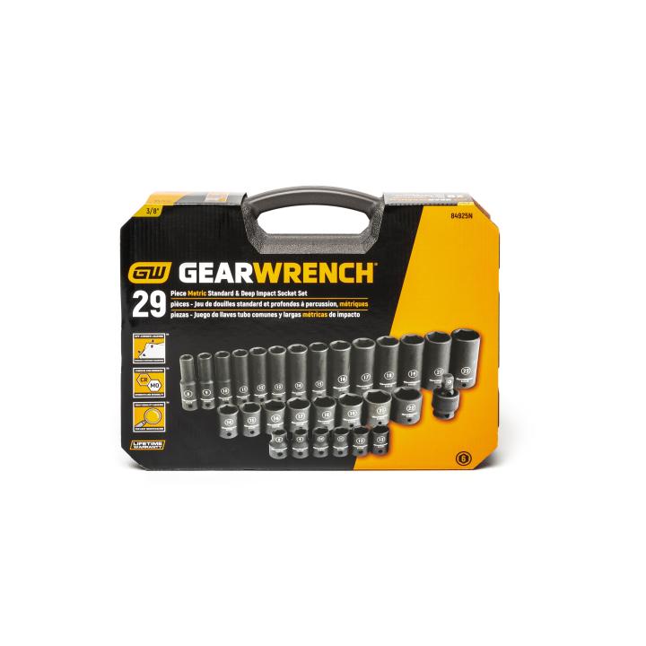 29 Pc 3/8” Drive 6 Point Standard & Deep Impact Metric Socket Set 84925N by GEARWRENCH