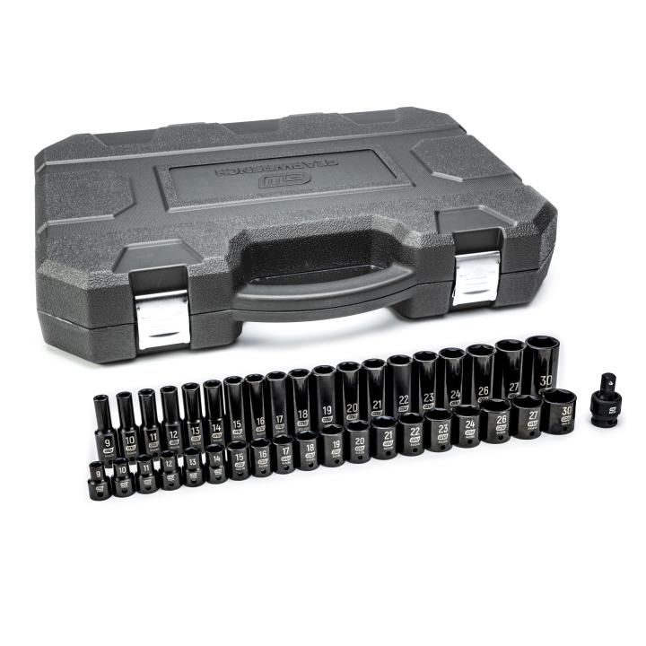 39 Pc 1/2” Drive 6 Point Standard & Deep Impact Metric Socket Set 84948N by GEARWRENCH