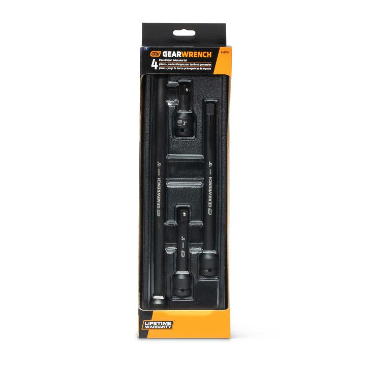 4 Pc 1/2" Drive Impact Extension Set 3", 5", 10" & 15" 84950N by GEARWRENCH
