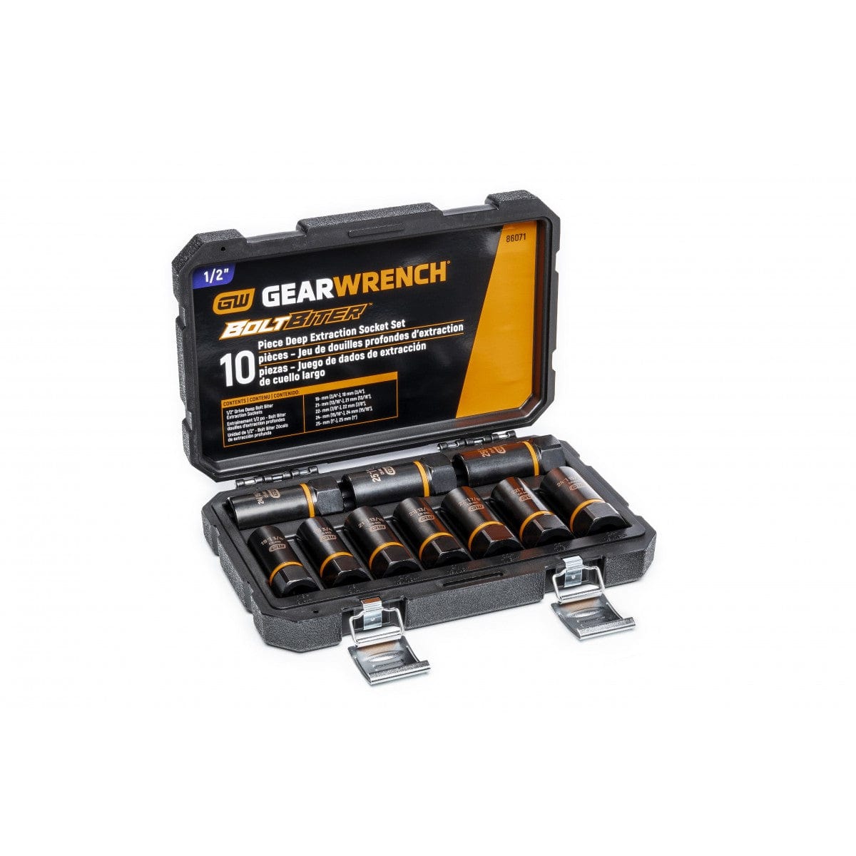 10Pce 1/2" Drive Bolt Biter Deep Extraction Socket Set 86071 by GEARWRENCH