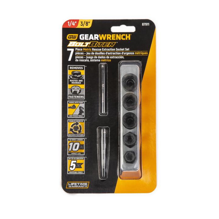 7 Pc 1/4” & 3/8” Drive Metric Bolt Biter™ Impact Extraction Socket Set 87911 by GEARWRENCH