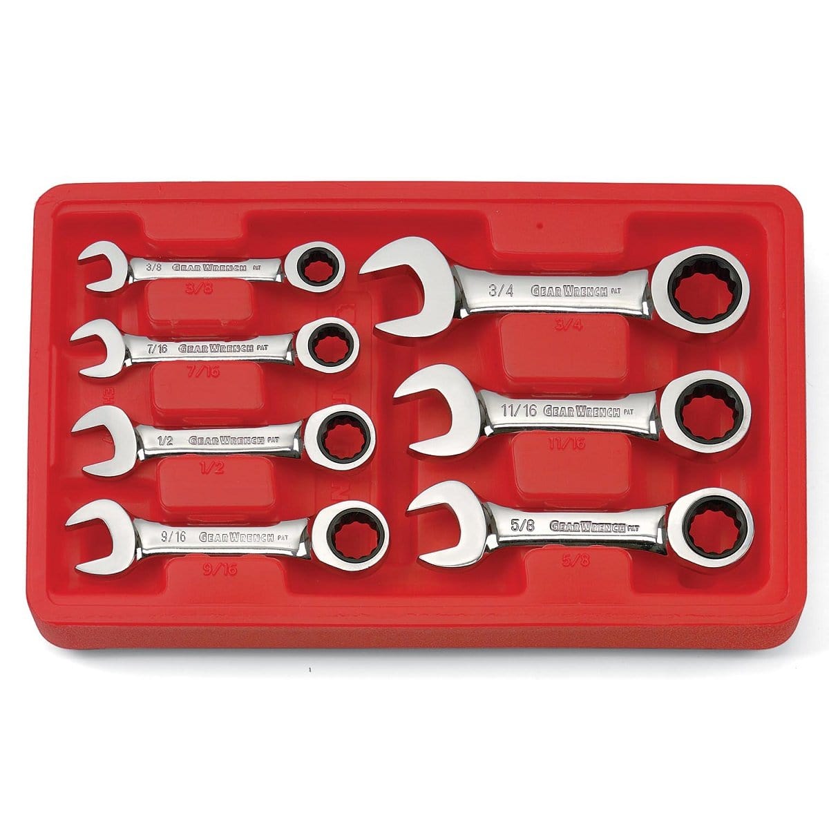 7Pce 12Point GearBox Stubby Ratcheting Combination Sae Wrench Set 9507D by GEARWRENCH
