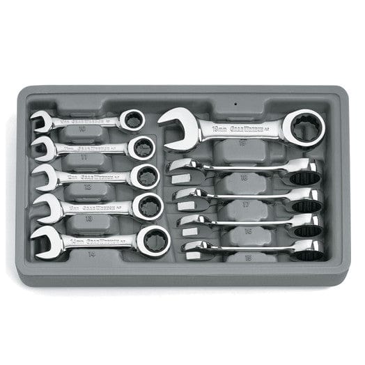 10Pce 12 Point Stubby Ratcheting Wrench Set 9520D by GEARWRENCH