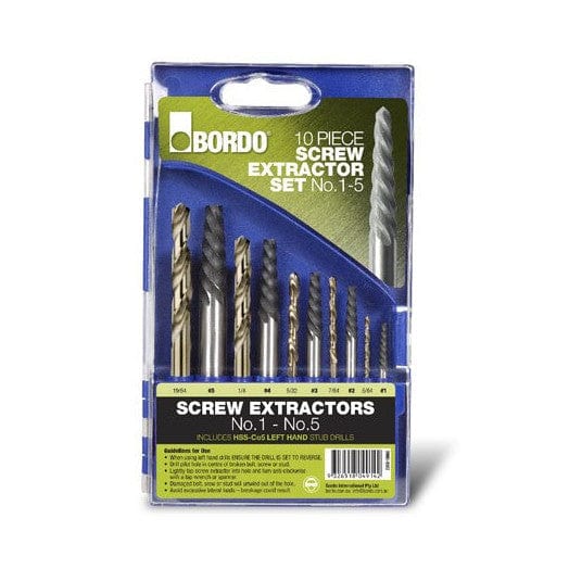 10Pce 1-5 & Left Hand Stub Drills Screw Extractor Set 9900-SM2 by Bordo