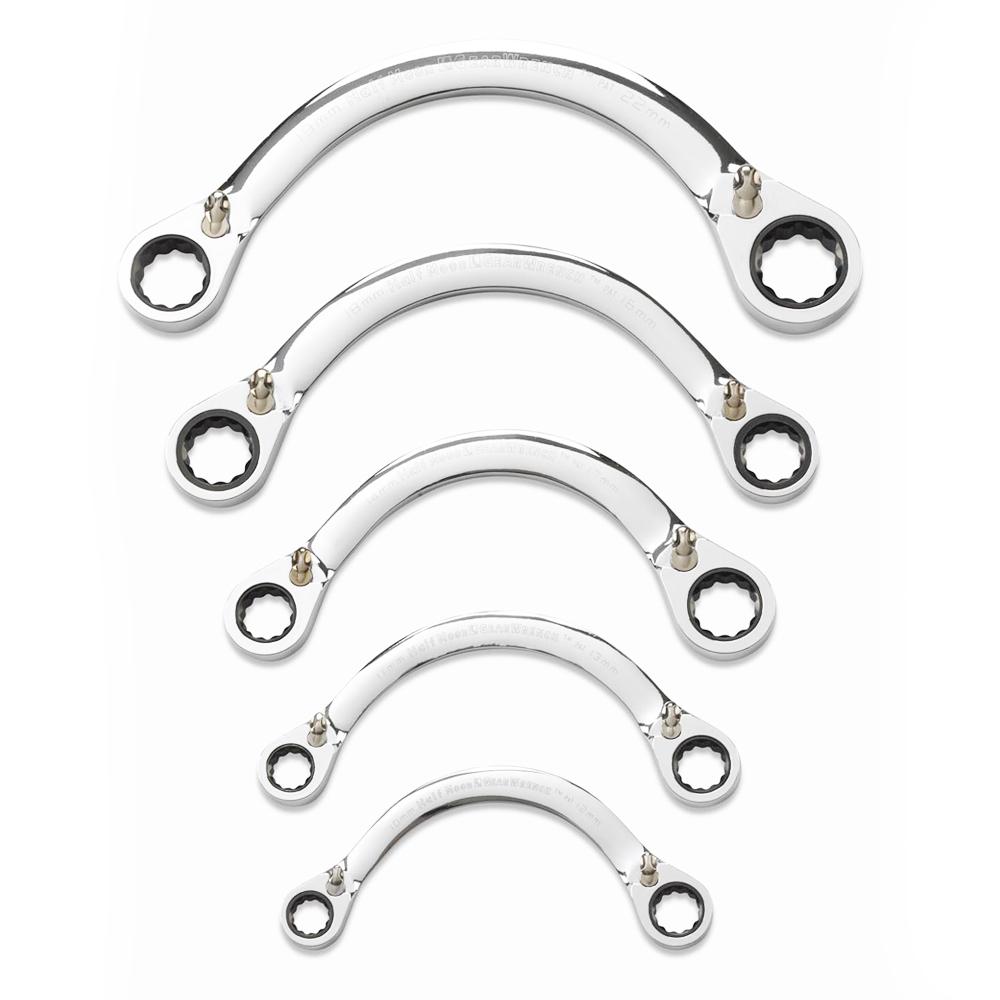 5 Pc. 72-Tooth 12 Point Reversible Half Moon Double Box Ratcheting Metric Wrench Set 9850 by GEARWRENCH