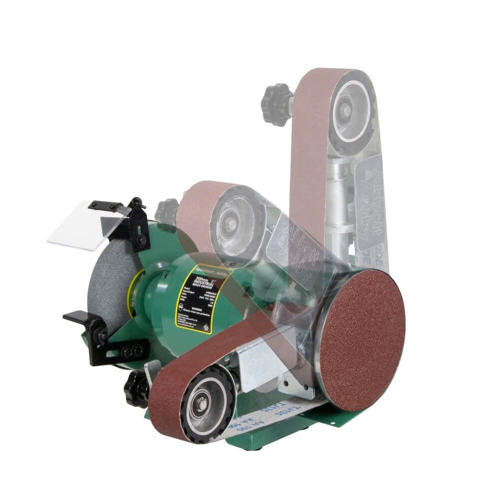 150mm (6") Industrial Bench Grinder with 915mm x 50mm Linishing Attachment AA362W6 (808439) by Abbott & Ashby