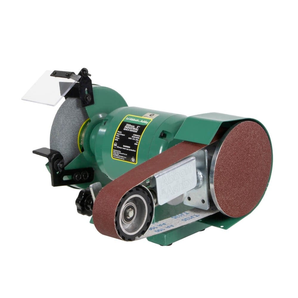 200mm (8") Industrial Bench Grinder with 915mm x 50mm Linishing Attachment AA362W8 (808440) by Abbott & Ashby