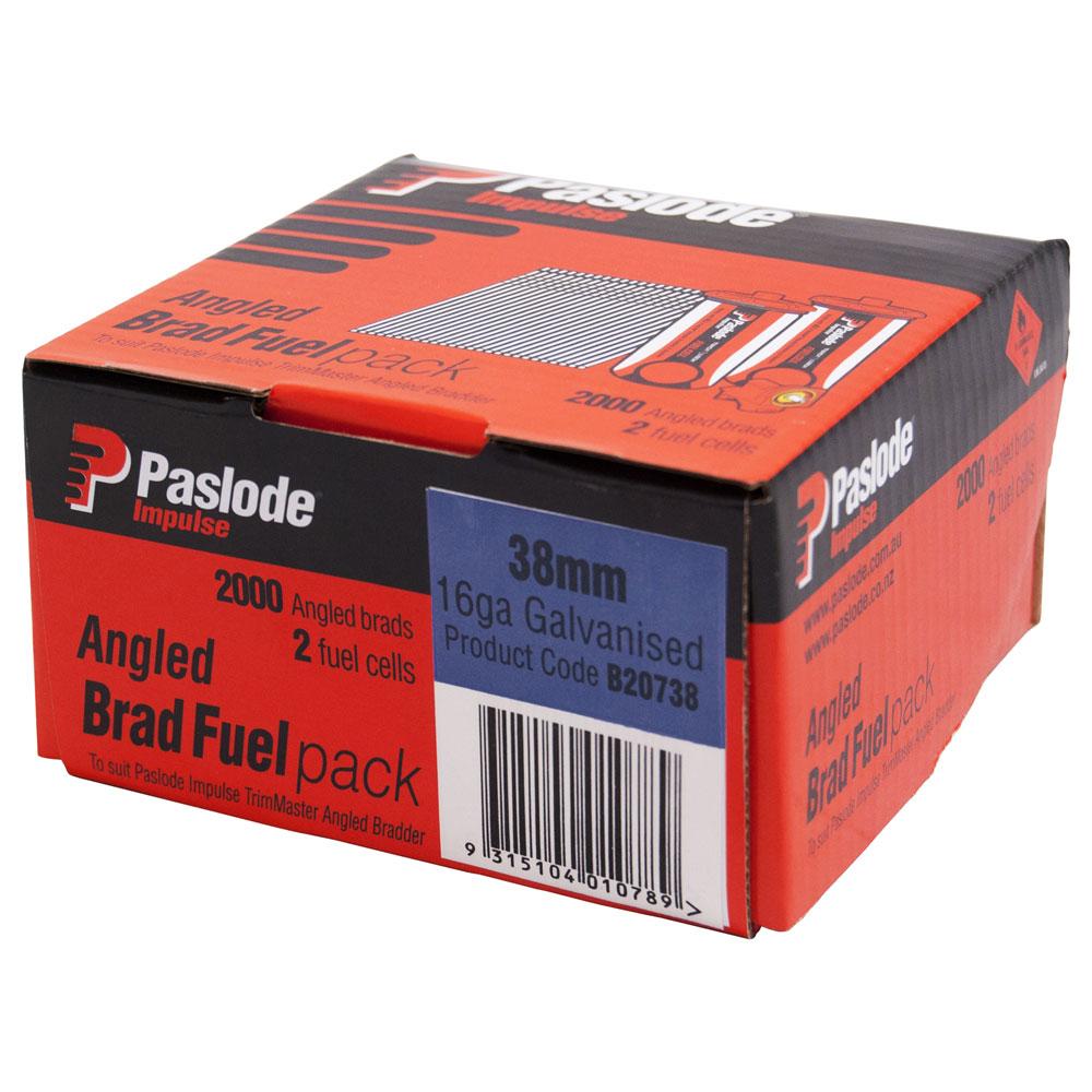 C 16G Angled Brads Galvanised (2000Pce + 2 Fuel Cells) by Paslode