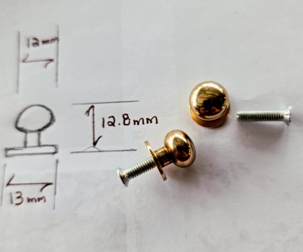 Furniture Knob Round Solid Brass 12mm (2Pce) BK14