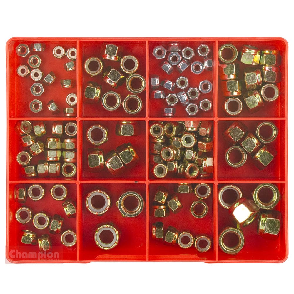 Champion UNF/UNC Nylon Self-Locking Nut Assortment Kit 131Pce Metric CA126