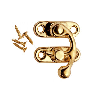 22mm x 28mm x 5pce Brass Plated Lacquered Swing Hook Box Catch