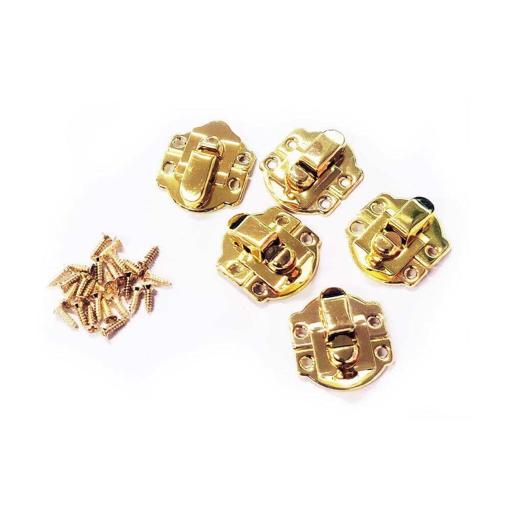 5Pce 28mm x 25mm Brass Plated Polished Box Catch CATCH10