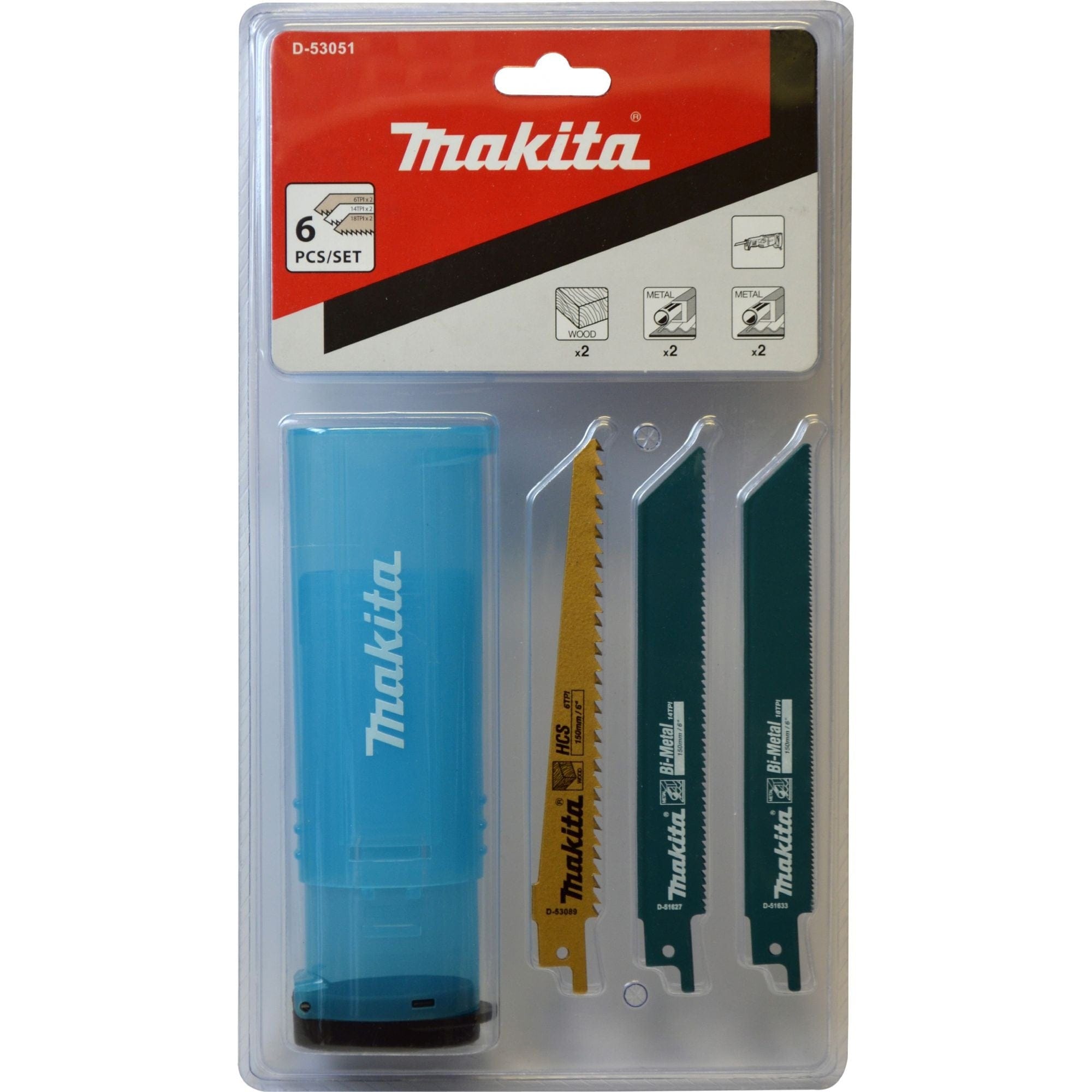 6Pce 150mm Reciprocating Saw Blade Set D-53051 by Makita