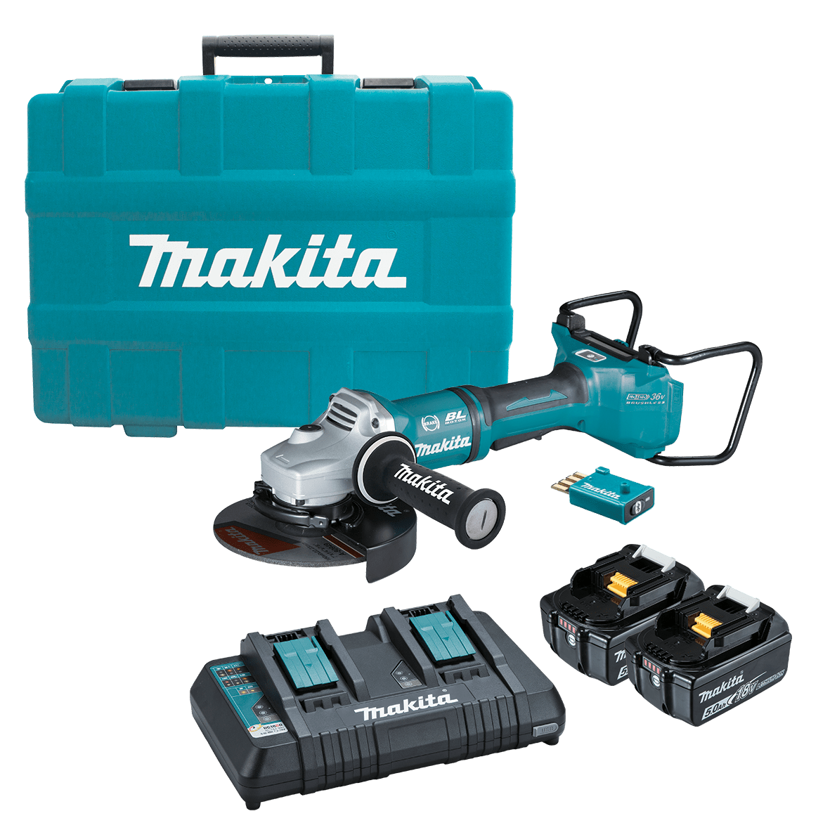 18Vx2 5.0Ah 180mm (7") Brushless AWS Angle Grinder Kit DGA701T2U1 by Makita