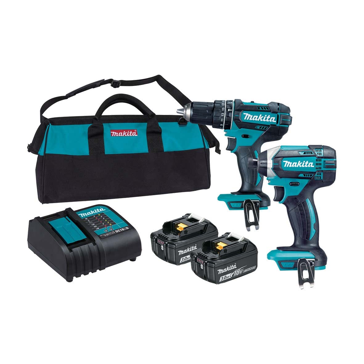 Makita 18V 2Pce 3.0Ah Brushless Hammer Driver Drill + Impact Driver Kit DLX2131SX5