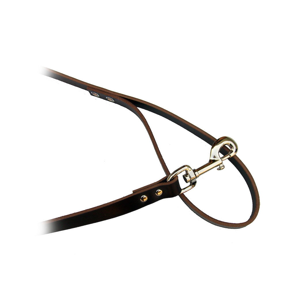 Leather Dog Lead with Looped Handle and Swivel Snap Hook