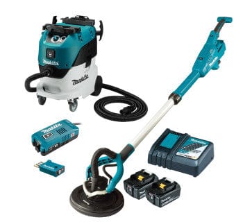 18V 5.0Ah 225mm (9") Brushless AWS Drywall Sander & Vacuum Combo Kit DSL801RT-VC42LX2 by Makita