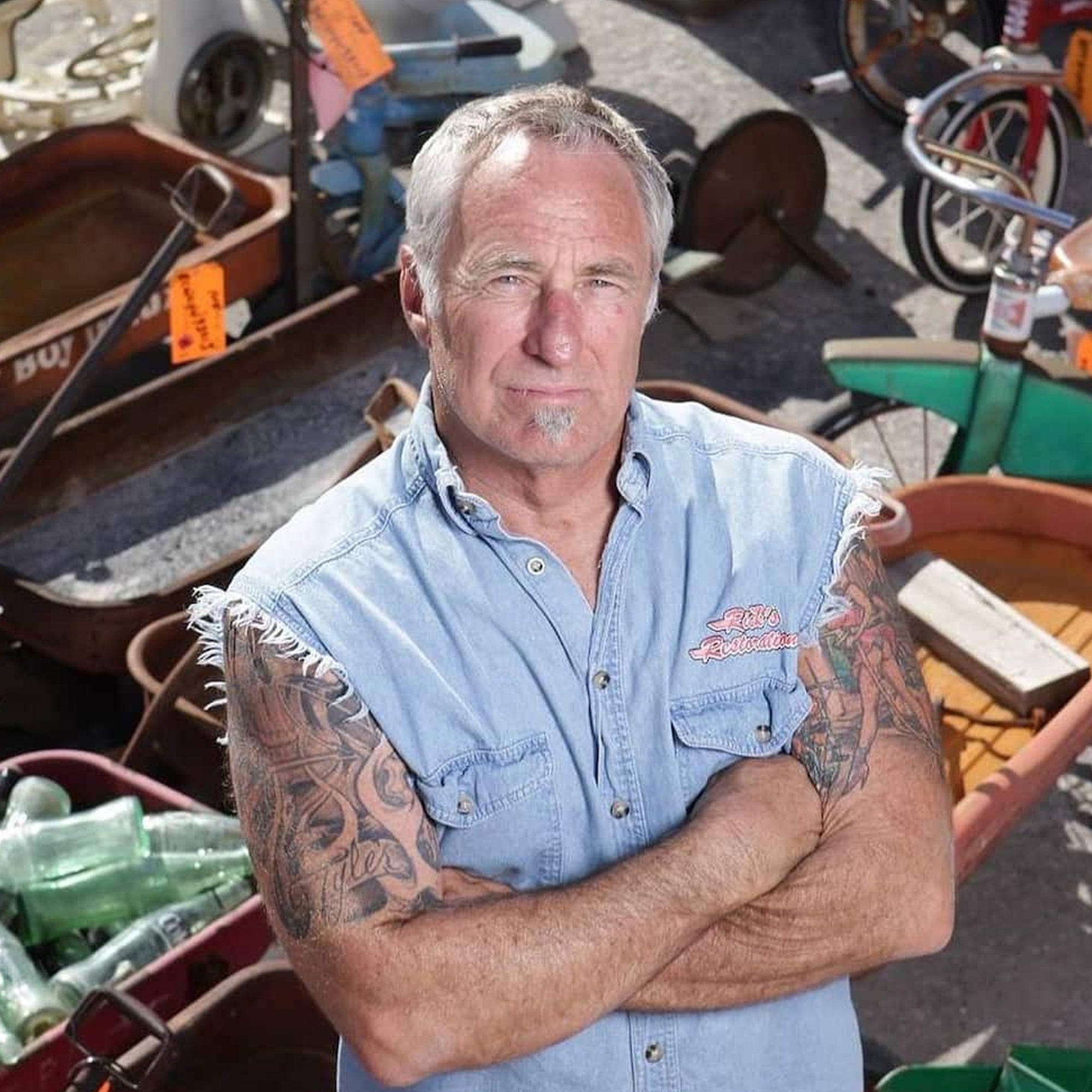 Official 'Ricks Restorations' Sleeveless Denim Shirt