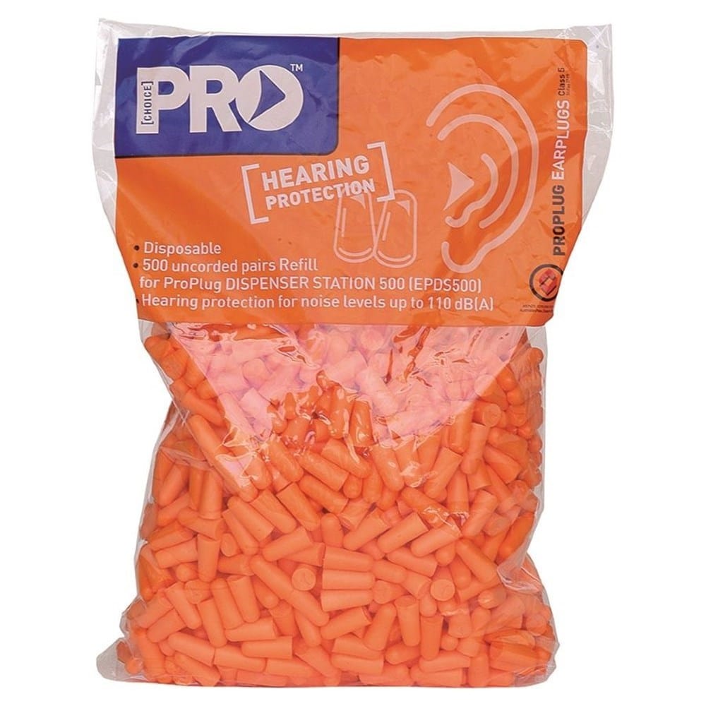 Pro Bullet 500Pk Uncorded Mega T-Fit Disposable Power soft Ear Plugs EPDS500R