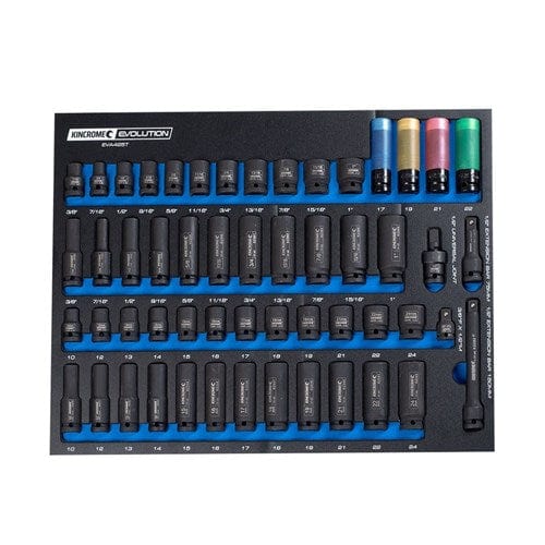 Kincrome EVOLUTION 54 Piece Impact Sockets & Accessories EVA Tray EVA425T