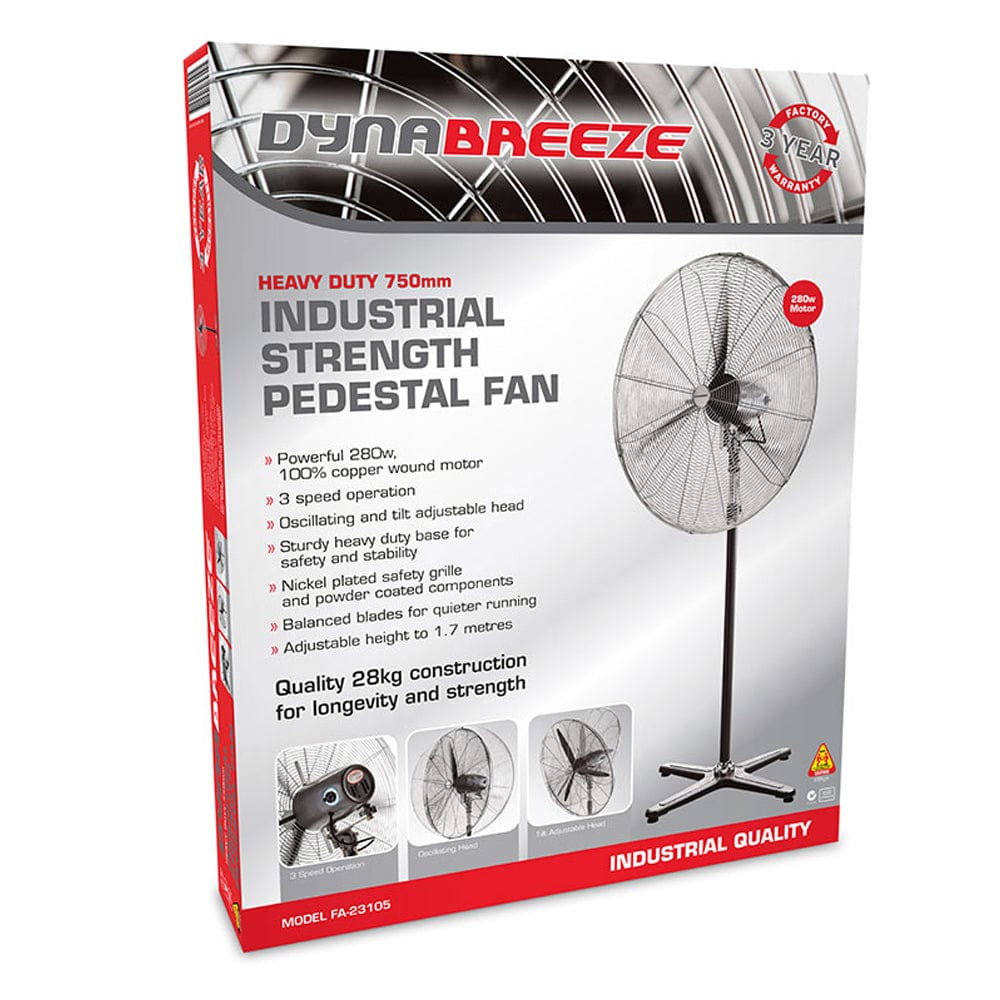 750mm (30") 280W Heavy Duty Industrial Strength Pedestal Fan FA-23105 by Dynabreeze