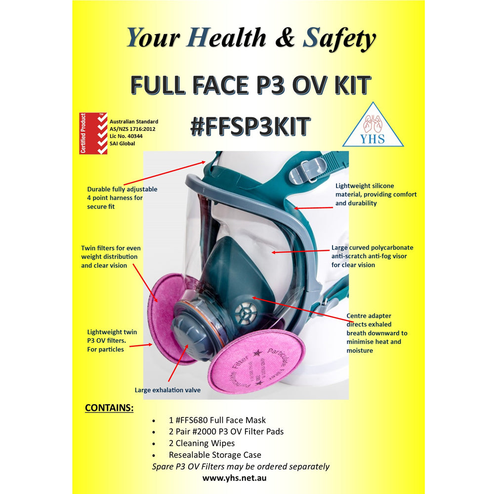 Full Face Mask Welders Reusable Respirator Kit P3 OV FFSP3KIT by YHS