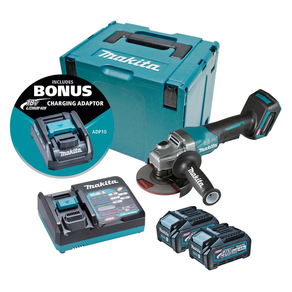 40V 4.0Ah 125mm (5") Brushless Paddle Switch Angle Grinder Kit GA013GM202 by Makita