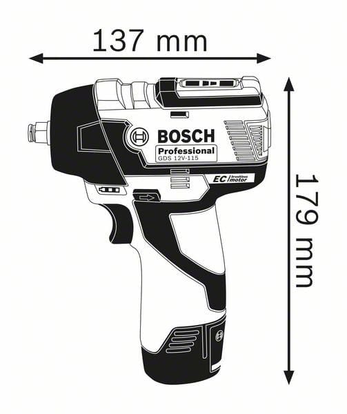 12V Impact Wrench Bare (Tool Only) GDS12-115ECBB (06019E0101) by Bosch