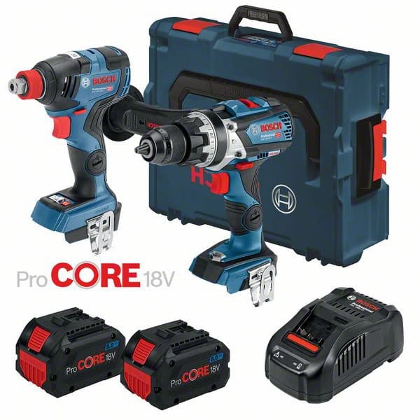 18V 8.0Ah 2Pce Brushless Drill Driver + Impact Driver Kit GSB18-85 (0615990L24) by Bosch