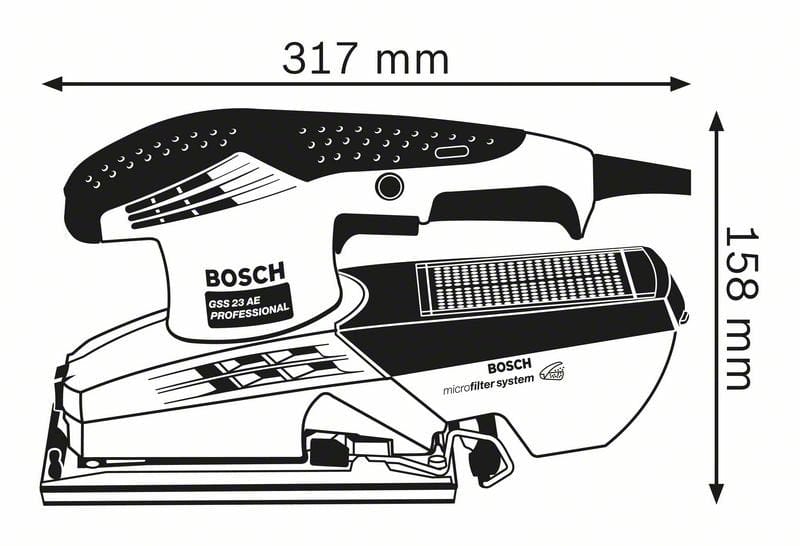 190W 1/3 Sheet Orbital Sander GSS23AE (0601070740) by Bosch