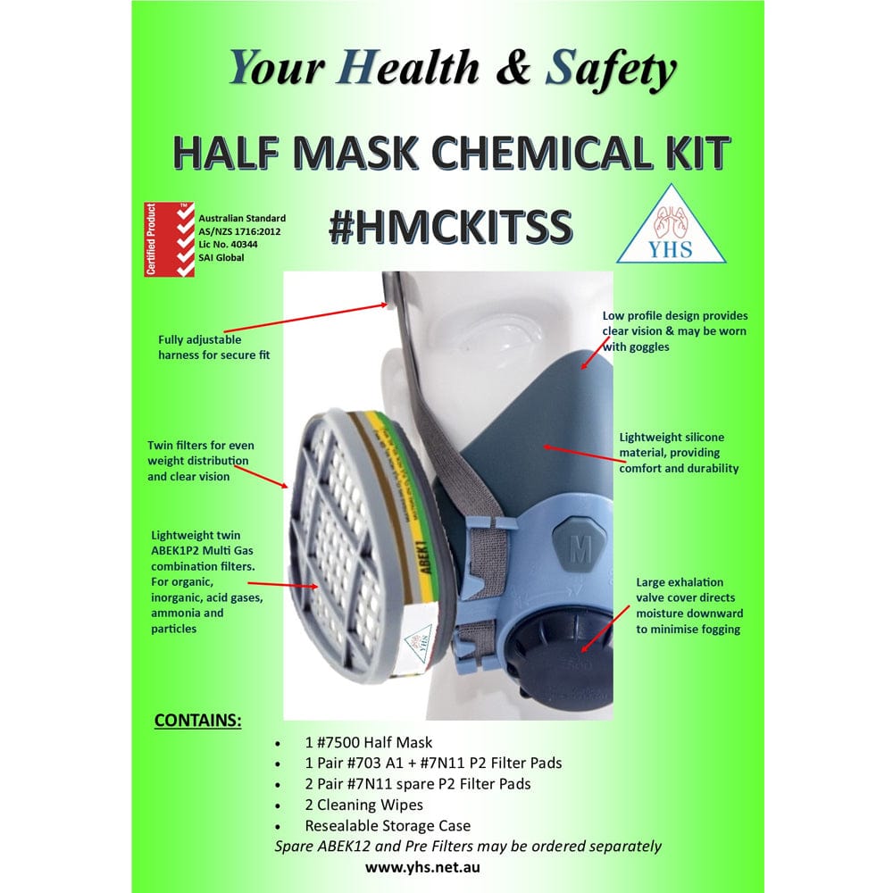 YHS Half Mask Reusable Chemical Respirator Kit P2 HMCKIT